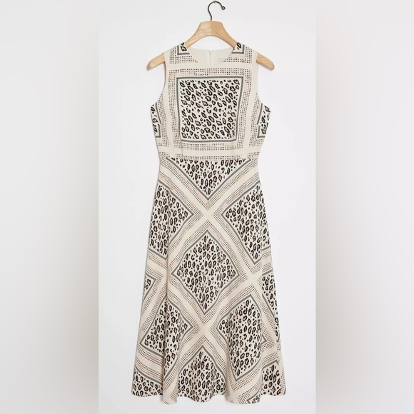 Mignon Dresses & Skirts - Mignon Doo Manon A-Line Midi Dress Leopard Neutral Sz S Animal Anthropologie